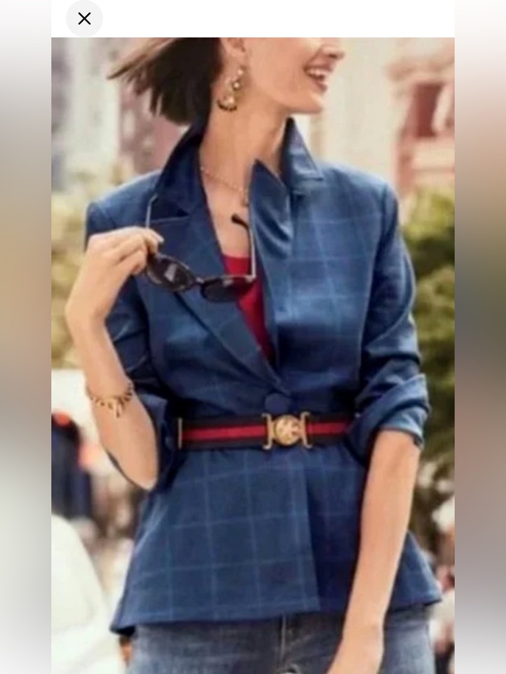 CAbi Blue Windowpane Blazer
